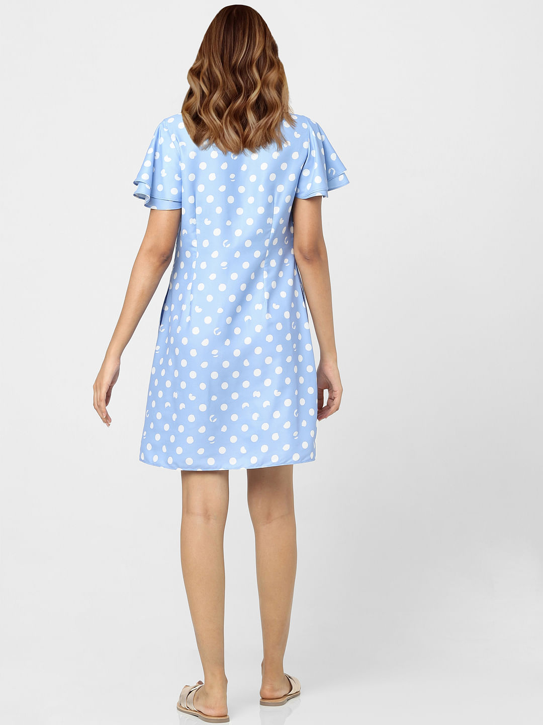 Baby blue polka dot dress sale