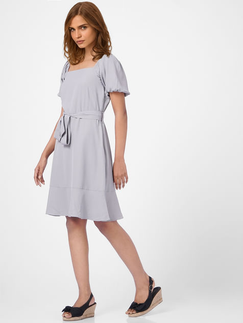 Grey Plain Coloured Dress