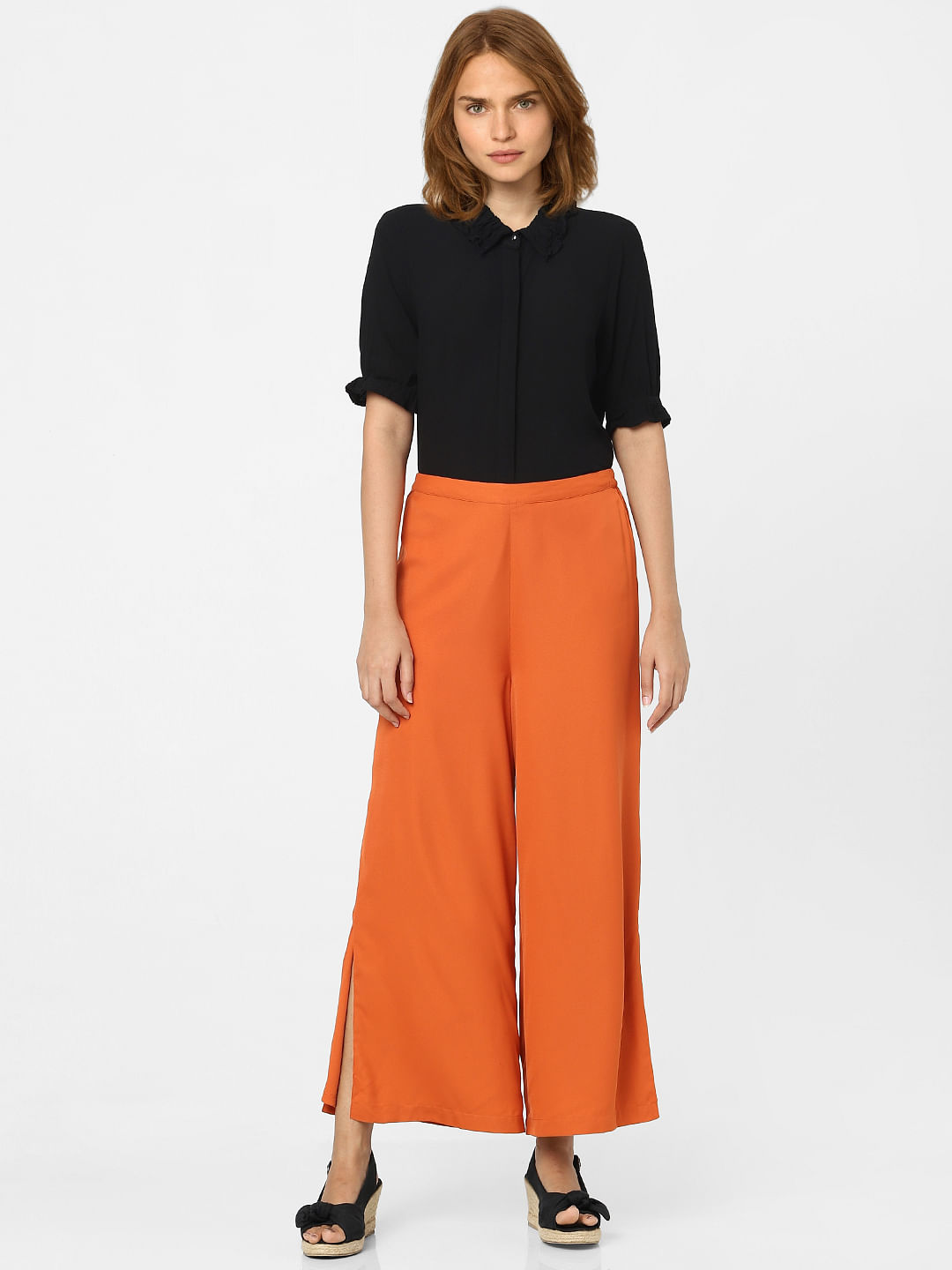 Orange Printed Palazzo Pants  FusionBeatsin