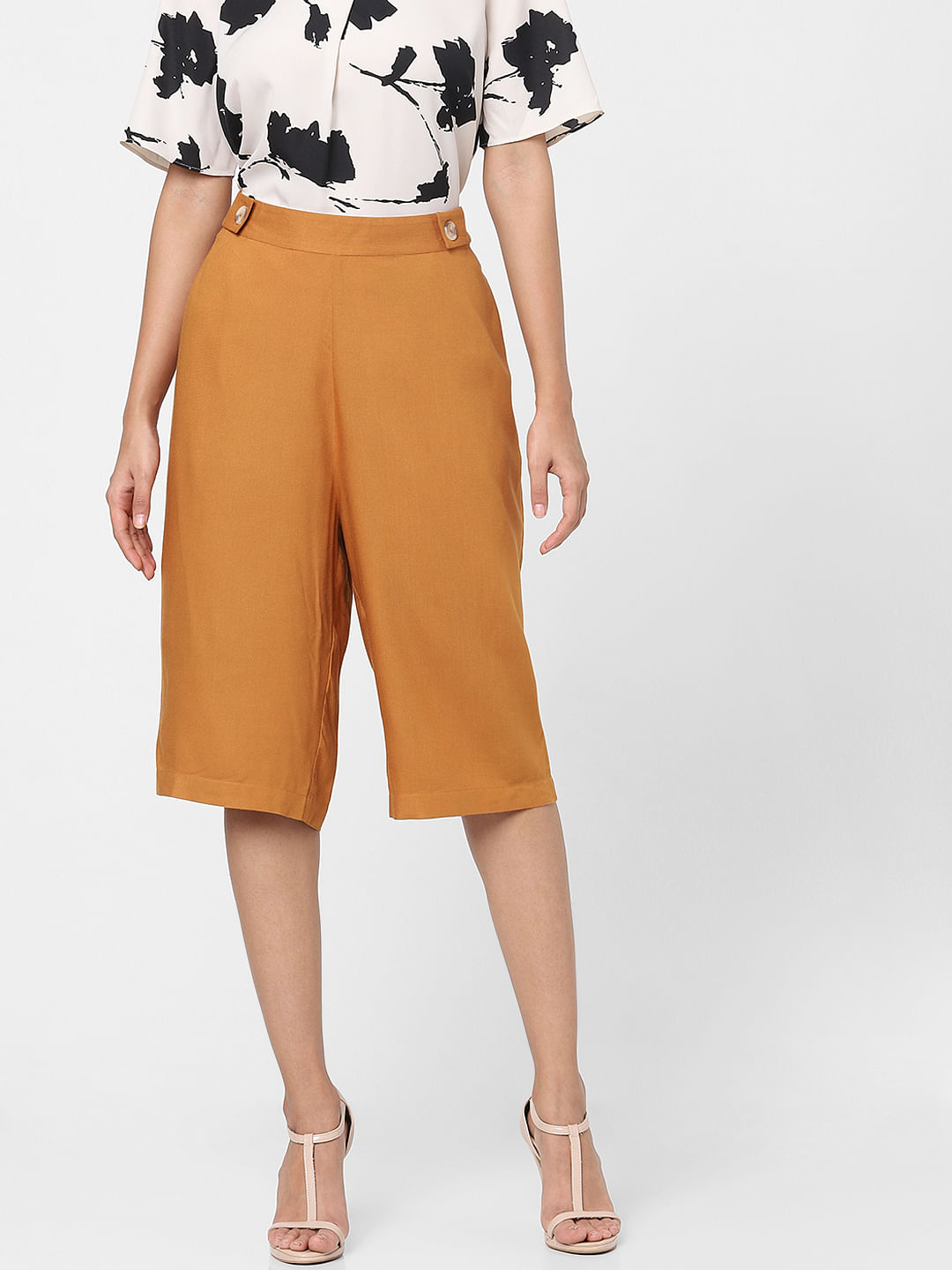 Buy Brown Plain Coloured Trousers For Women Online in India  VeroModa