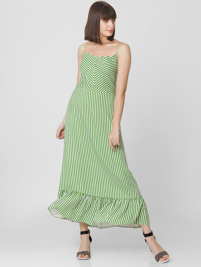 Green Striped Maxi Dress