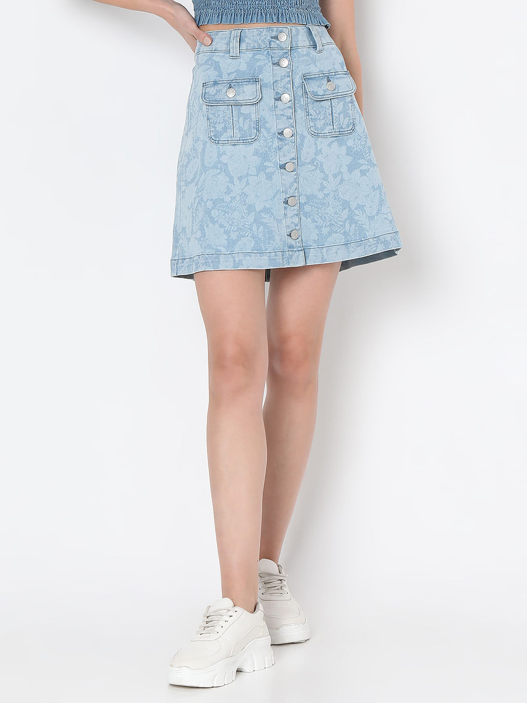 SHEIN EZwear Plus High Waist Split Thigh Denim Skirt | SHEIN ASIA