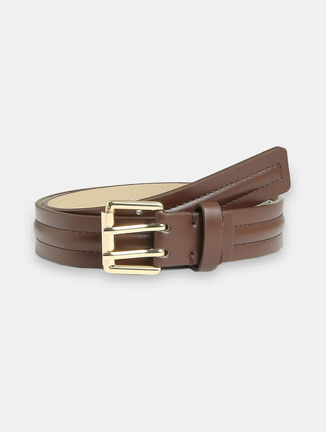 Brown Double Prong Jeans Belt