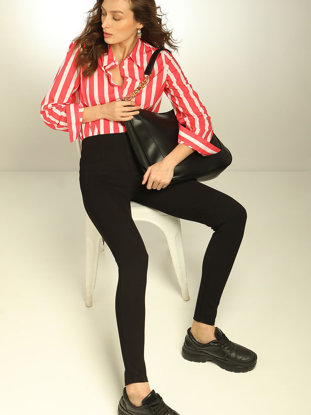 Buy Black & Red Leggings for Girls by D'Chica Online | Ajio.com