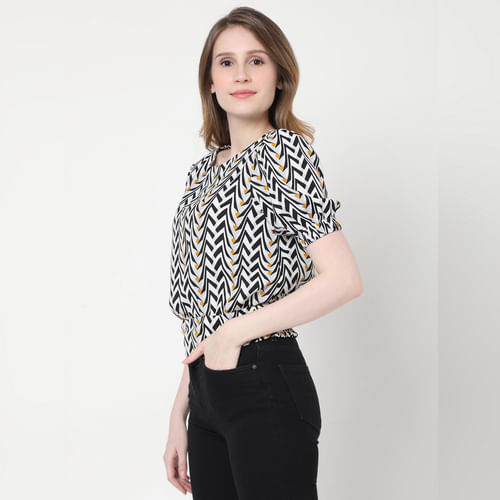 Black & White Printed Top