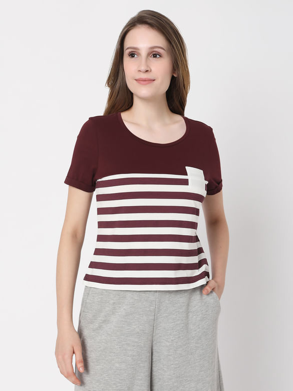 Maroon Striped T-shirt