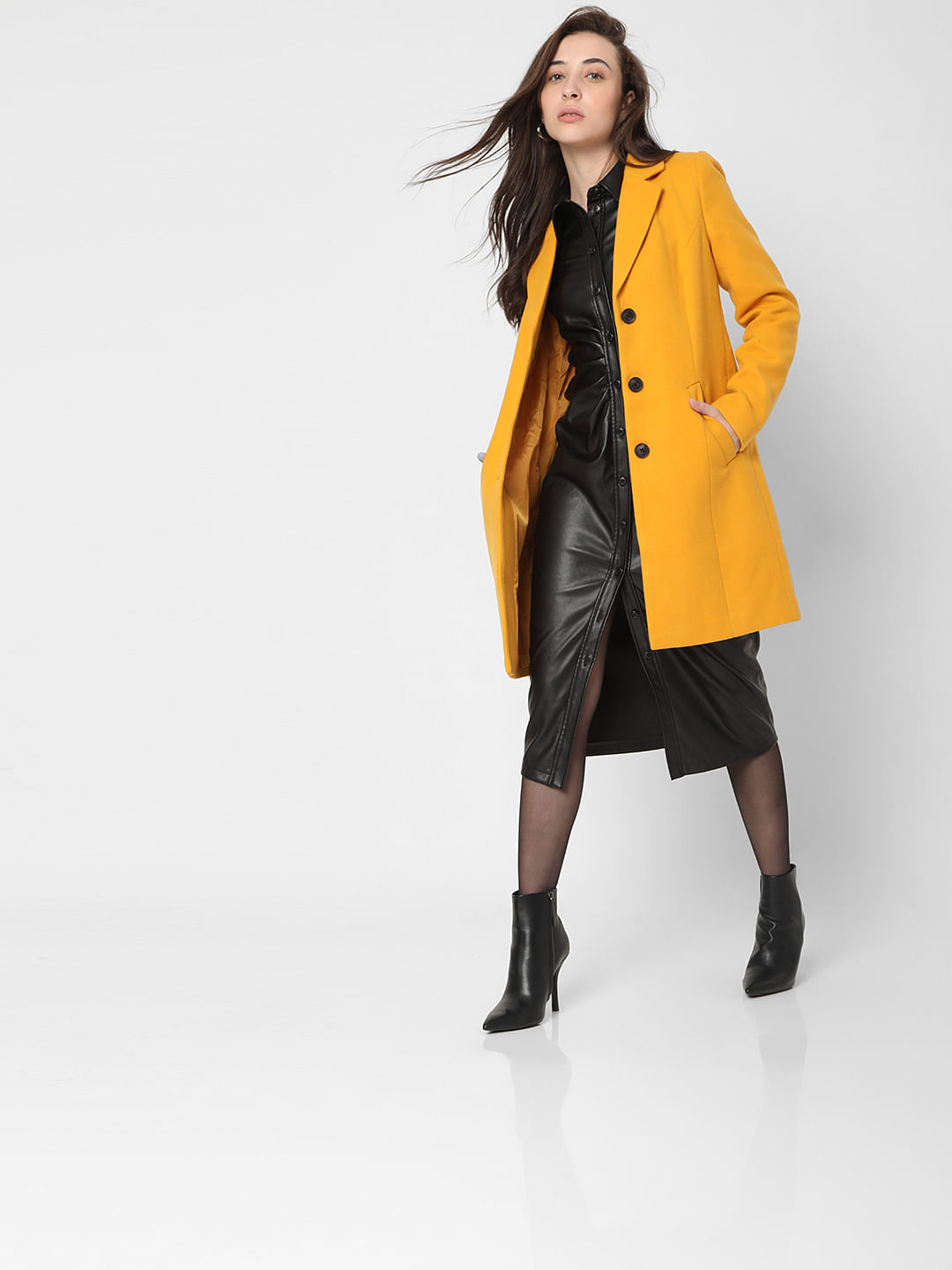 Mustard long jacket sale