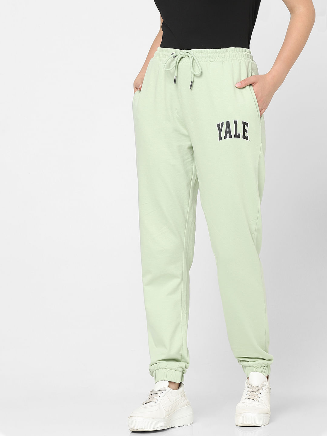 Buy Green High Rise Joggers for Women Online