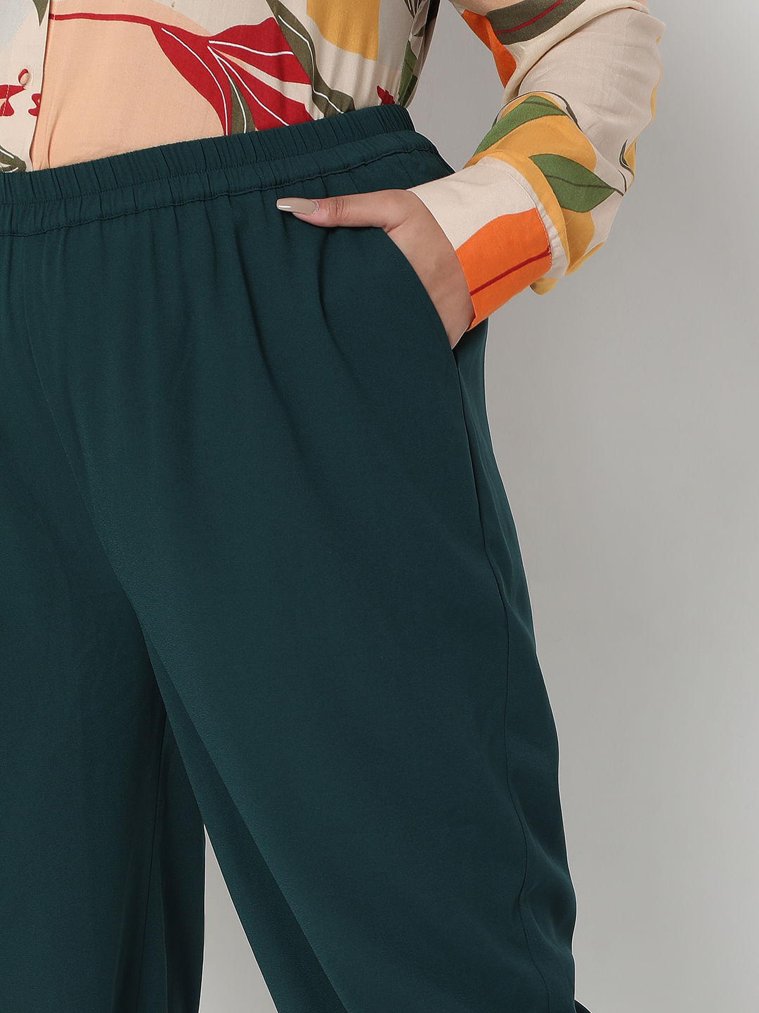 Cotton Rich Barrel Leg Tapered Trousers