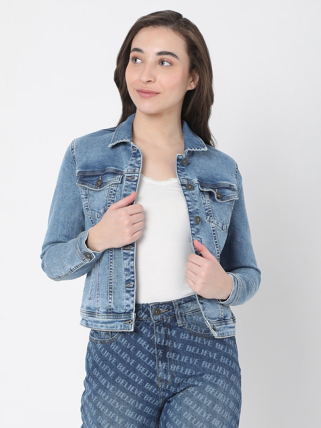 Buy Online Shopping Mall Blue & Light Blue Denim Jackets for Women and  Girls|(Pack of 2)|Size- Small at Amazon.in
