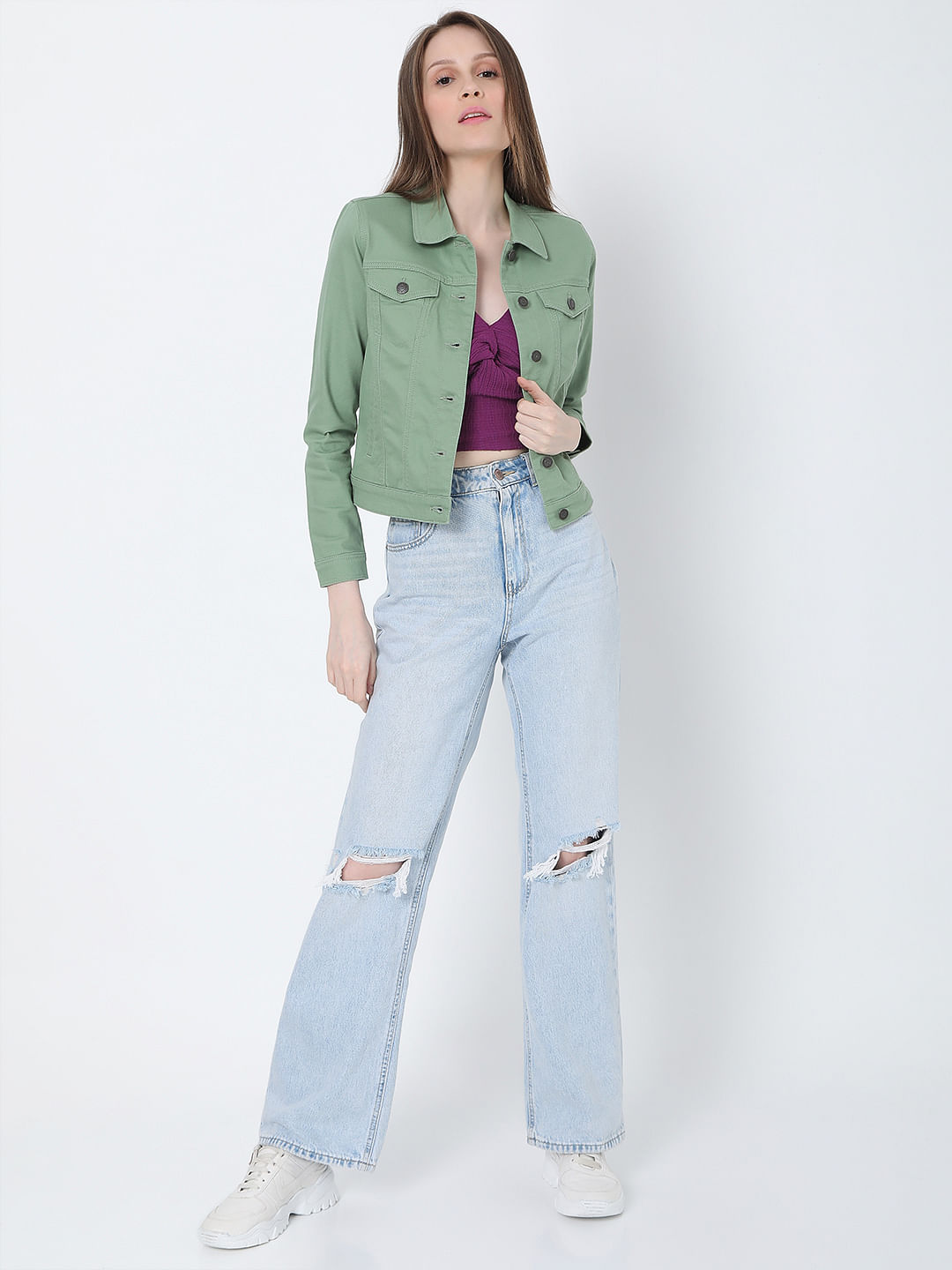 Slim Comfort Buff Fit Light Indigo Jeans - Green