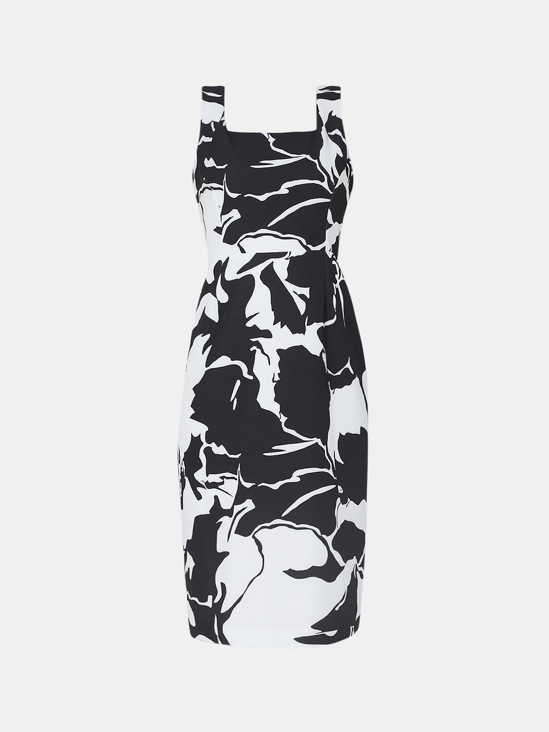 monochrome midi dress