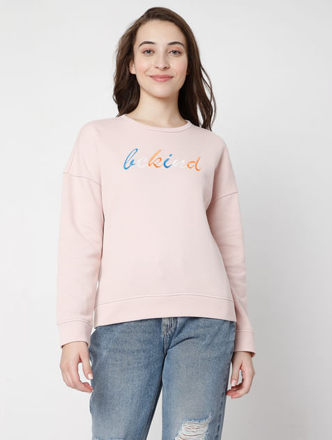 Pink Typographic Print Sweatshirt