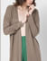 Brown Front Open Long Cardigan