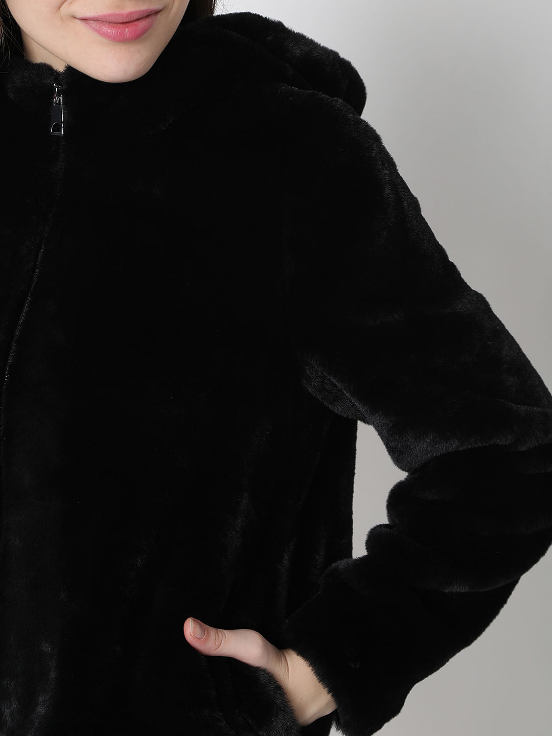 black teddy bear coat with hood