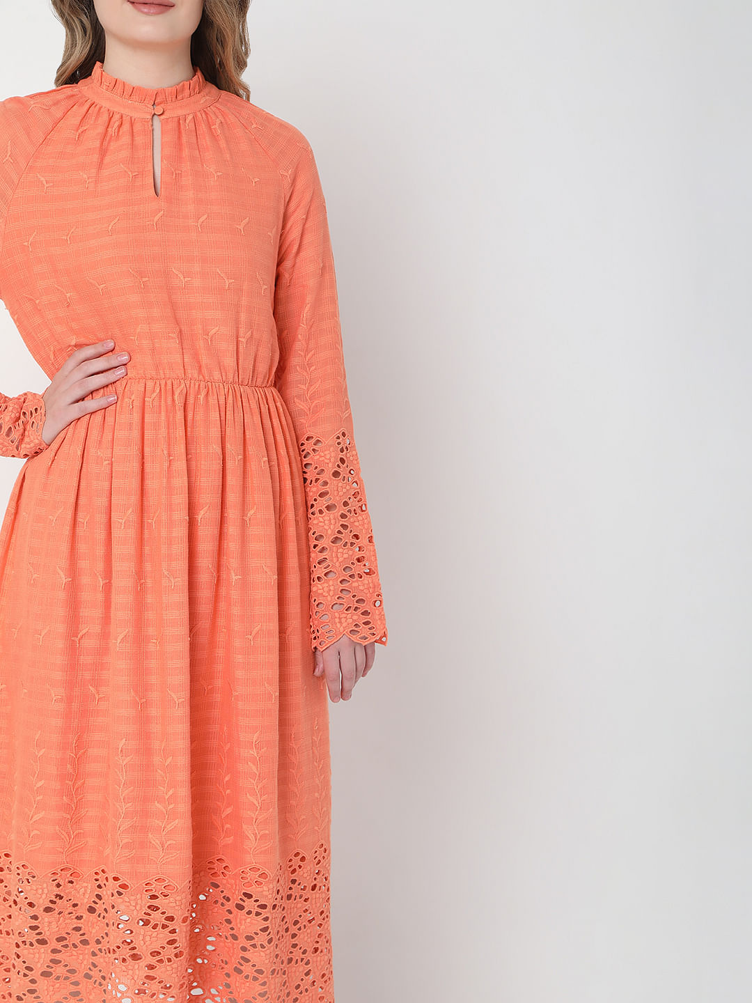 Peach color outlet midi dress