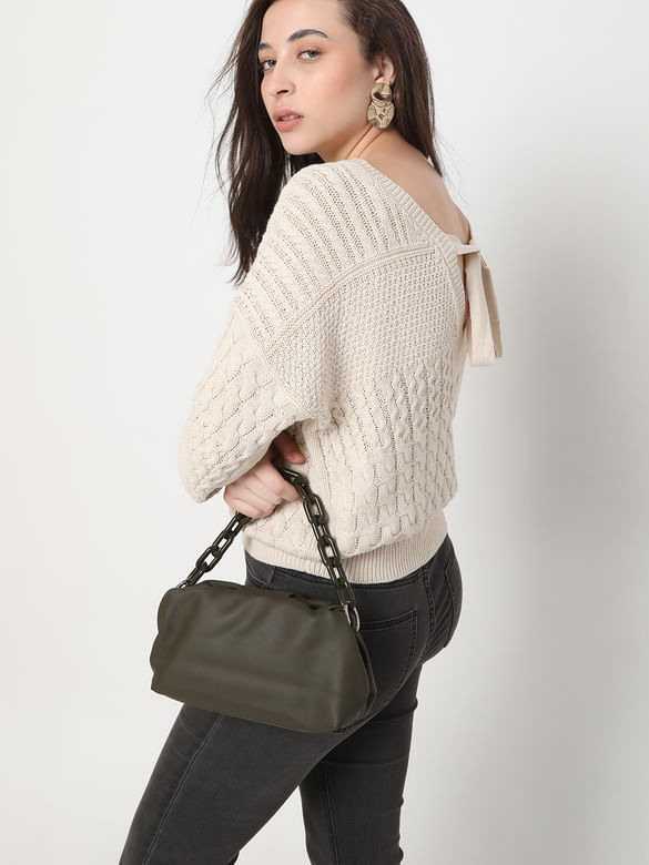 Beige Cable Knit Sweater