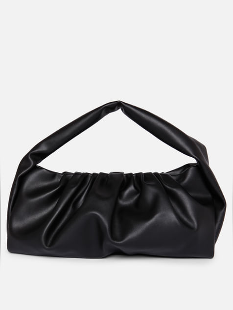 Black Pleated Shoulder Bag