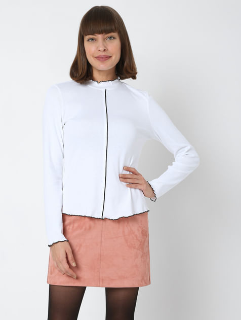 White Contrast Tipping Top