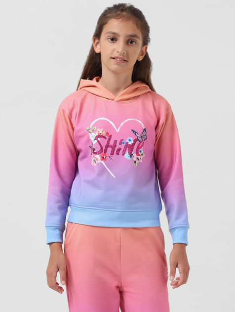 GIRL Pink Hooded Ombre Sweatshirt