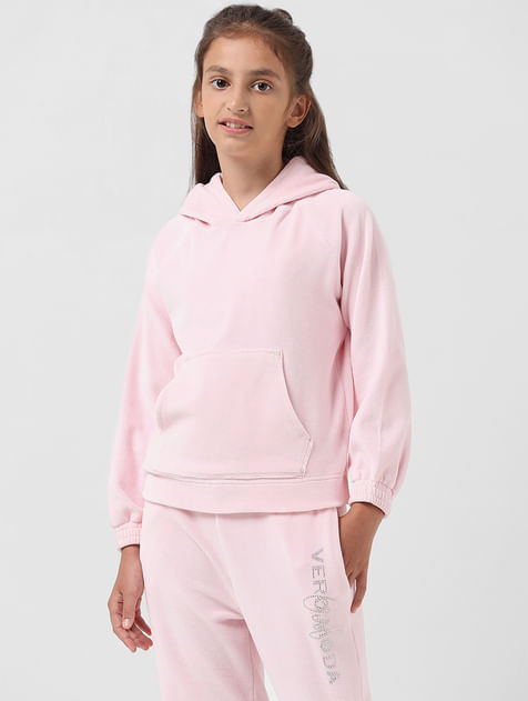 GIRL Pink Velour Hooded Sweatshirt