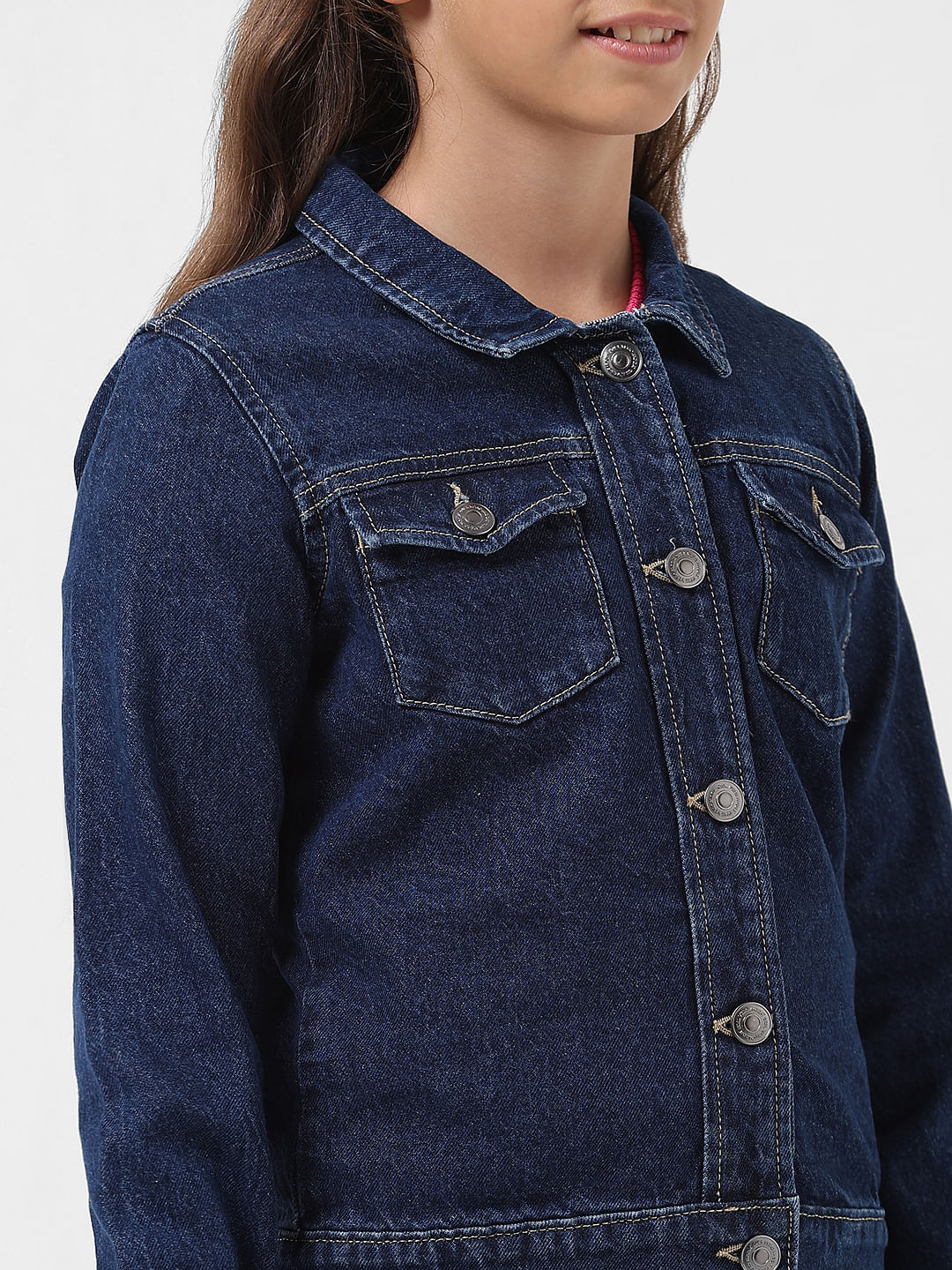 Blue Collarless Denim Jacket | Collarless denim jacket, Jackets, Denim ideas