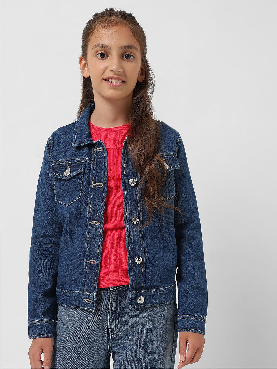 Baby Girls Faux Fur Collar Denim Jackets Hooded Fleece Warm Jean Coat Plush  Parka Down for Kids Girls (Pink, 2-3 Years) : Amazon.in: Fashion