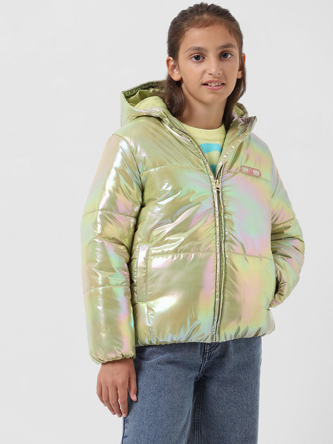 Holographic sales puffer coat