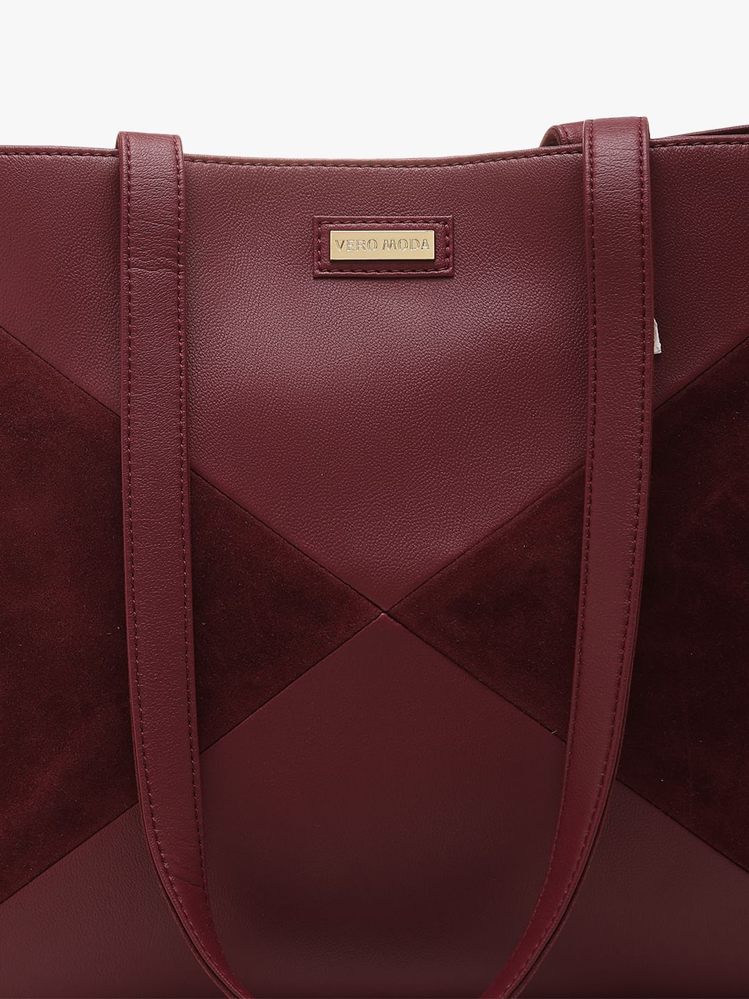 Maroon leather hot sale tote bag