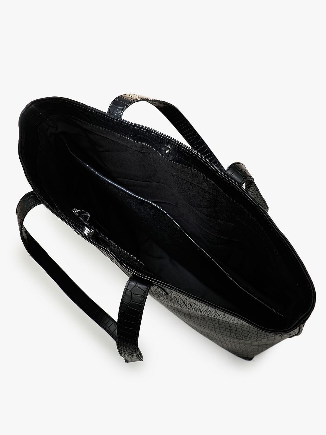 Brighton Handbag Shoulder Purse Black Croc Flat Bottom￼ Leather Small Mag  Zip | eBay