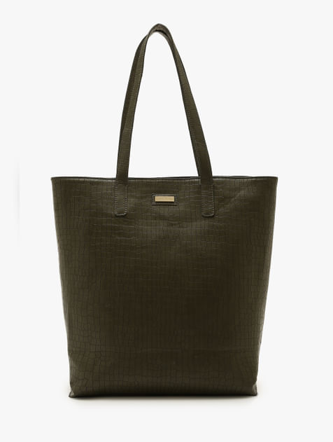 Olive Textured Tote Bag