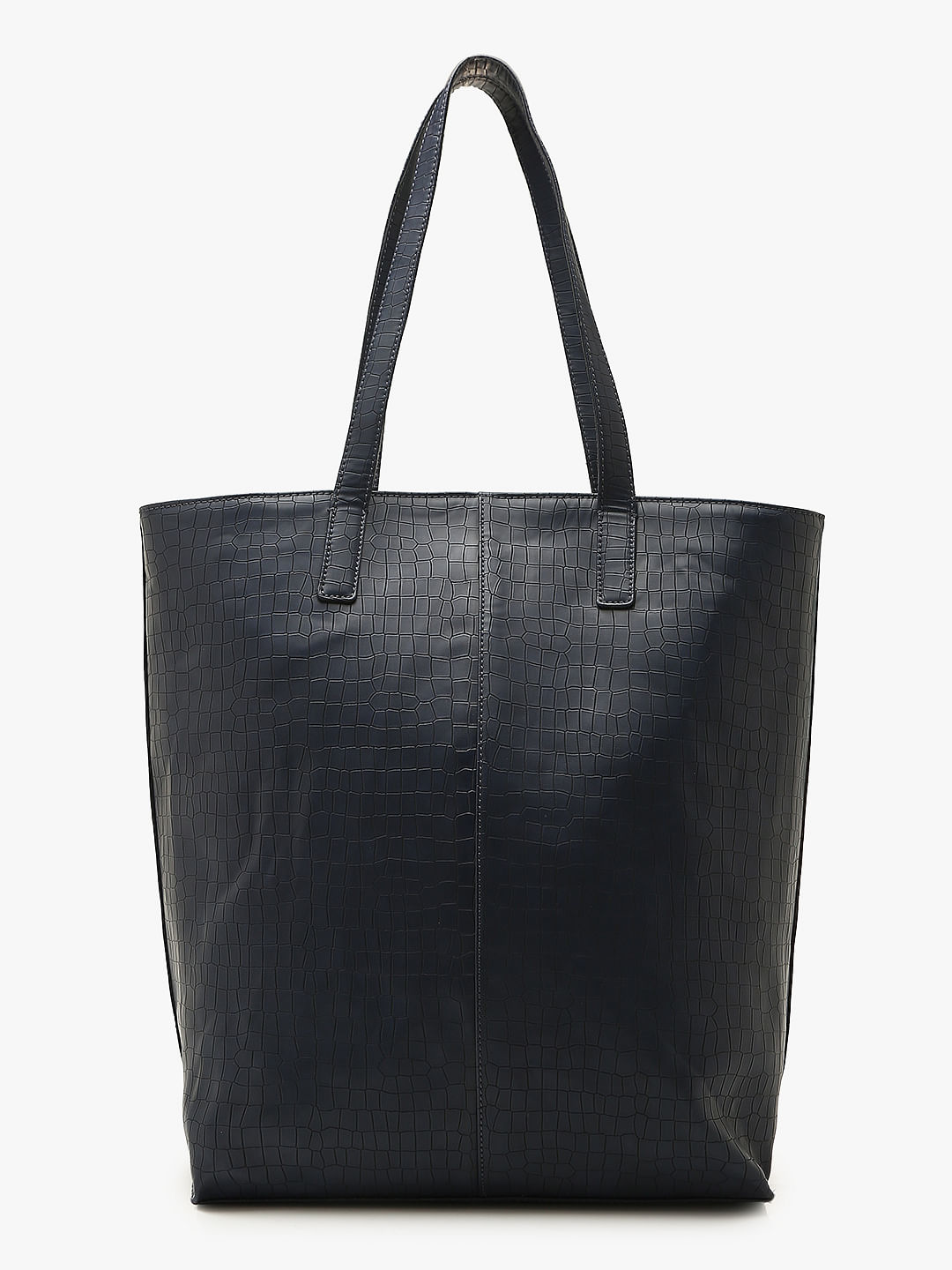 Black faux leather discount tote