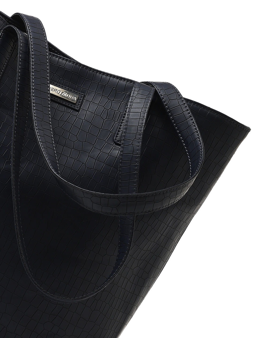 Navy leather shopper online bag