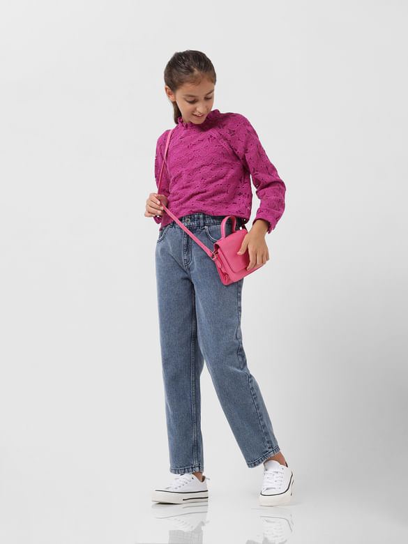 GIRL Blue High Rise Jade Straight Fit Jeans