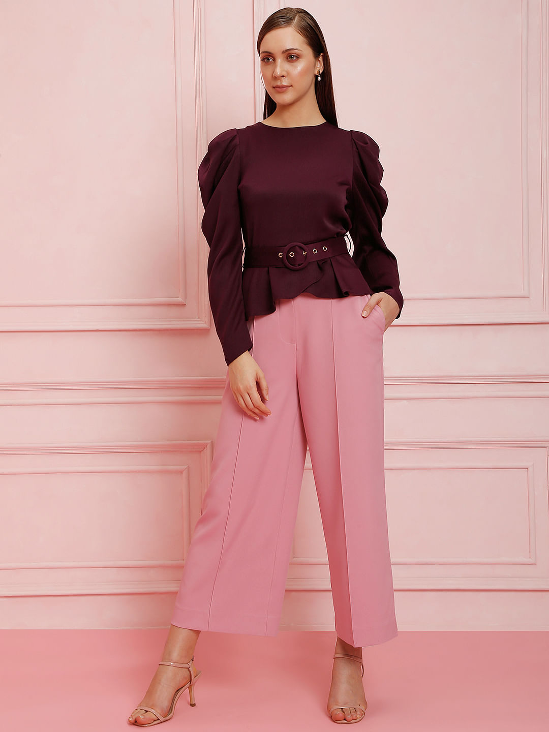 Buy RheAna Pink Satin Shirt And Pant Set Online  Aza Fashions