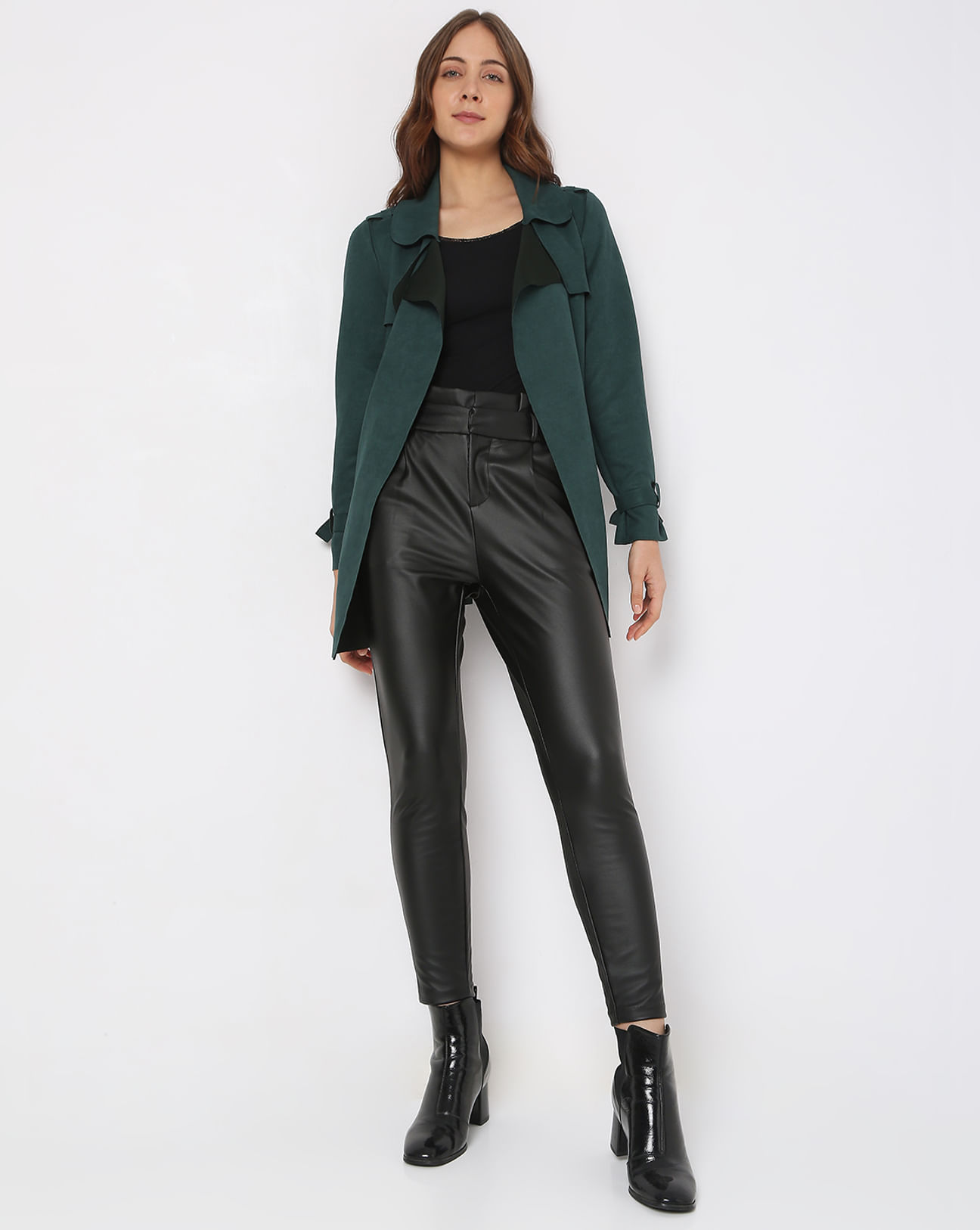 Faux Leather Pants With Contrast Binding  Red leather pants, Leather pants  women, Black leather pants