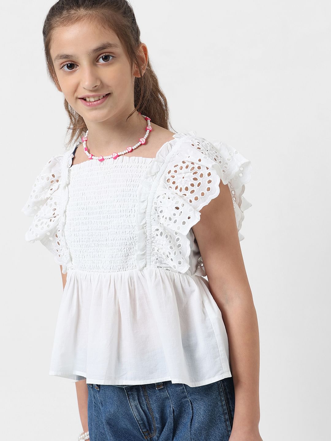 Smocked cotton top on sale