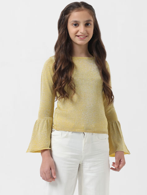 GIRL Yellow Shimmer Knit Top