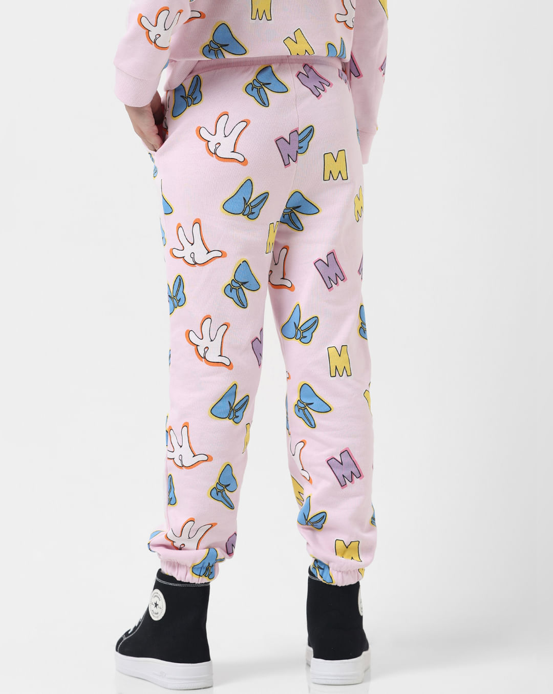GIRL X DISNEY Pink Mid Rise Printed Sweatpants