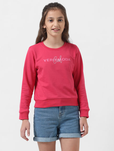 GIRL Magenta Logo Text Sweatshirt