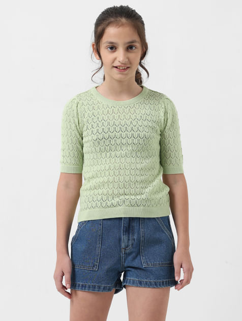 GIRL Green Flat Knit Top