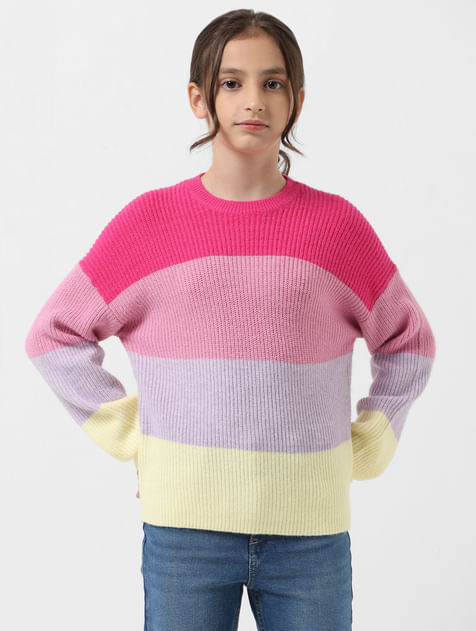GIRL Purple Colourblocked Pullover