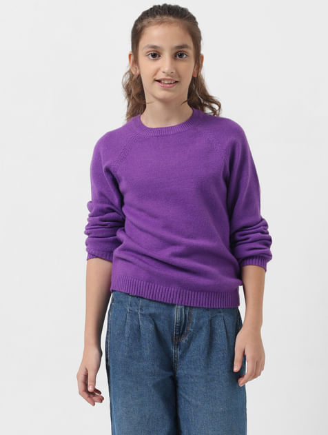 GIRL Dark Purple Full Sleeves Pullover