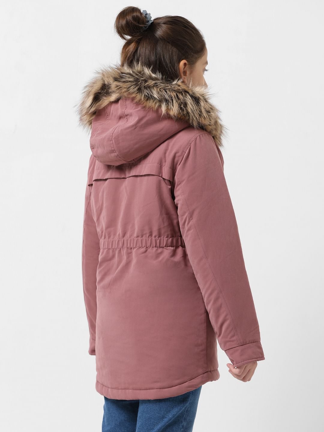 Pink hooded parka sale