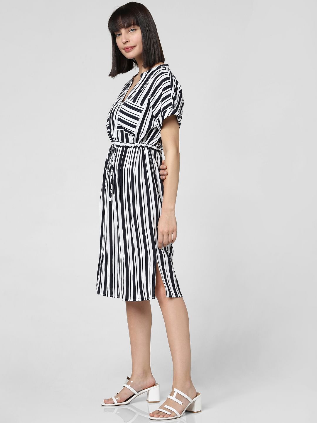 vero moda black and white striped dress