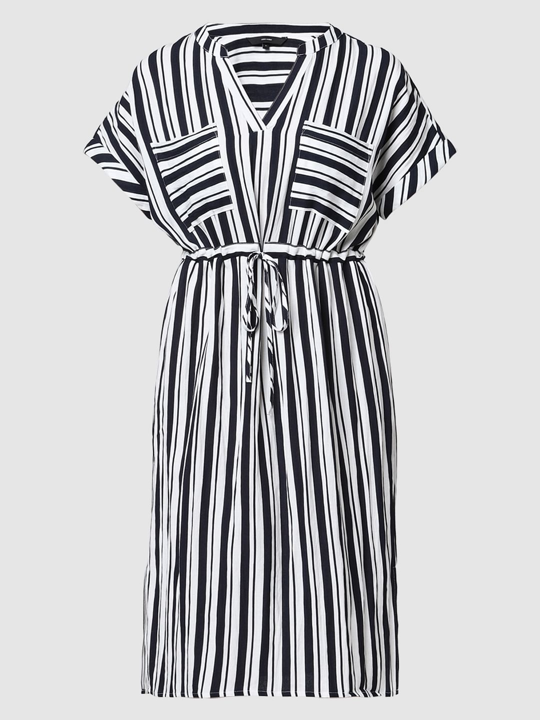 vero moda black and white striped dress