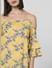 Yellow Floral Cold-Shoulder Dress