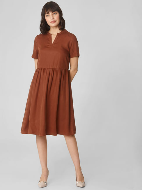 Brown Fit & Flare Dress