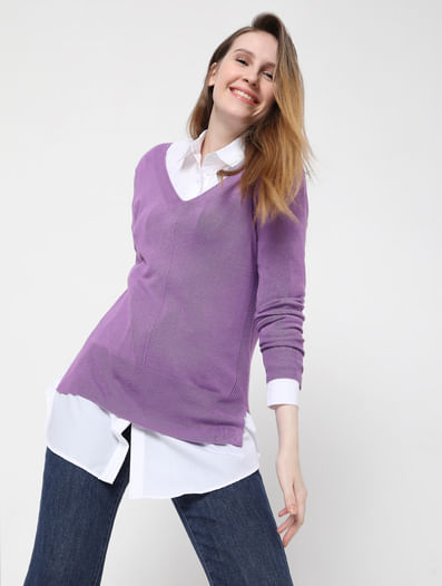 Purple Solid Pullover 