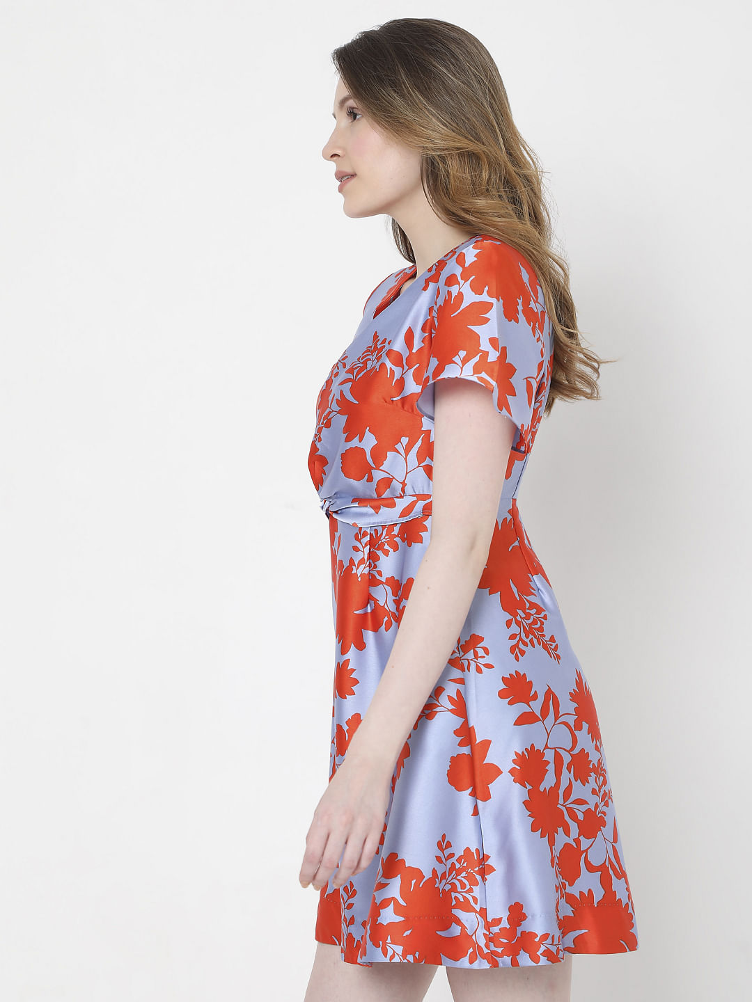 blue orange floral dress